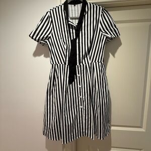 Women’s Tie Neck Vintage Button Down Shirt Cocktail Dress